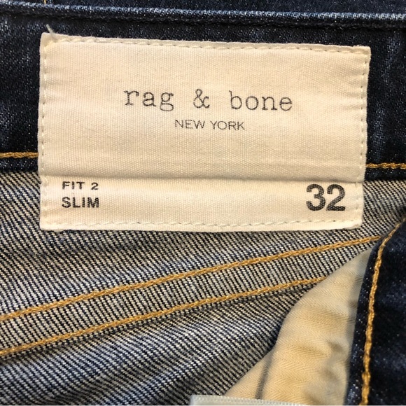 Rag & Bone Fit 2 Slim Fit Wrnace Dark Wash Japanese Denim Jeans Size 32 - Picture 9 of 15